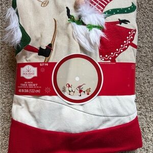 Holiday Time Cream and Red Tree Skirt 48in